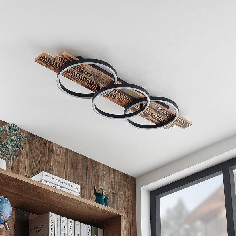 lampenwelt Lindby LED-Deckenleuchte Sentoa Holz 100 cm lang 3.000 K Online Outlet