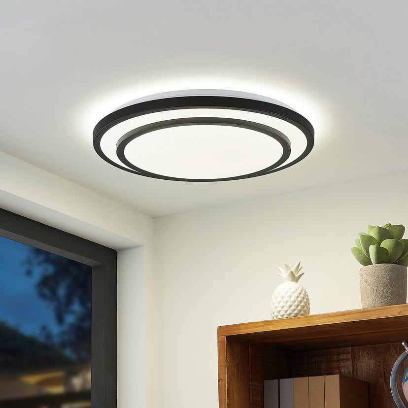lampenwelt Lindby LED-Deckenleuchte Essina schwarz Metall CCT dim Riesige Ersparnisse