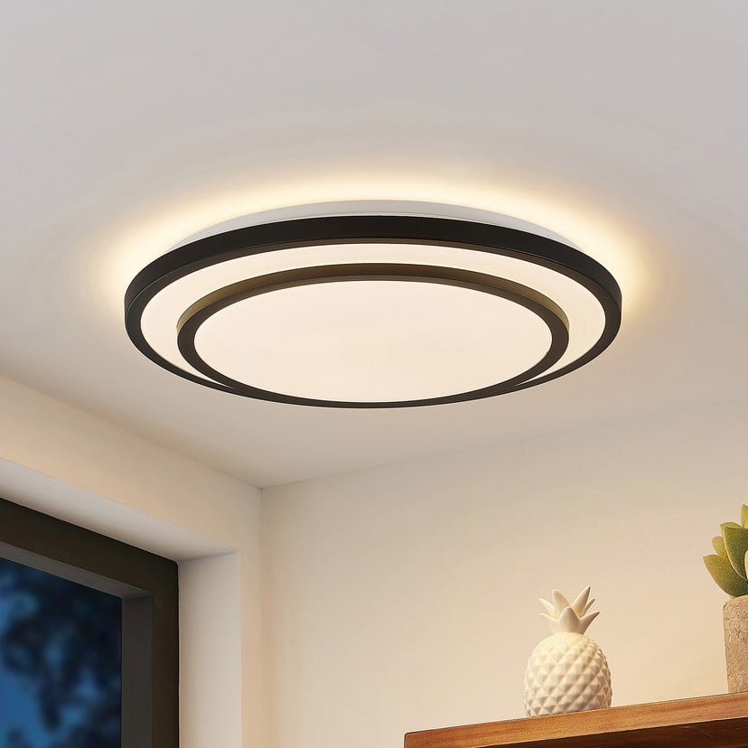 lampenwelt Lindby LED-Deckenleuchte Essina schwarz Metall CCT dim Riesige Ersparnisse