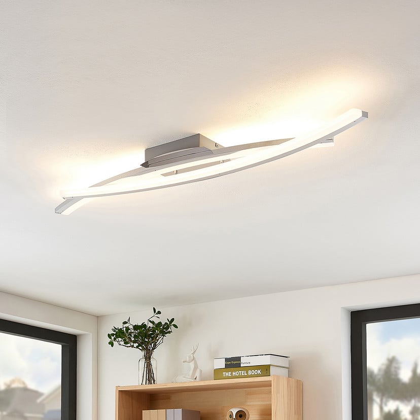 lampenwelt Lindby LED-Deckenleuchte Elarit chromfarben 104cm dimmbar VIP-Rabatte