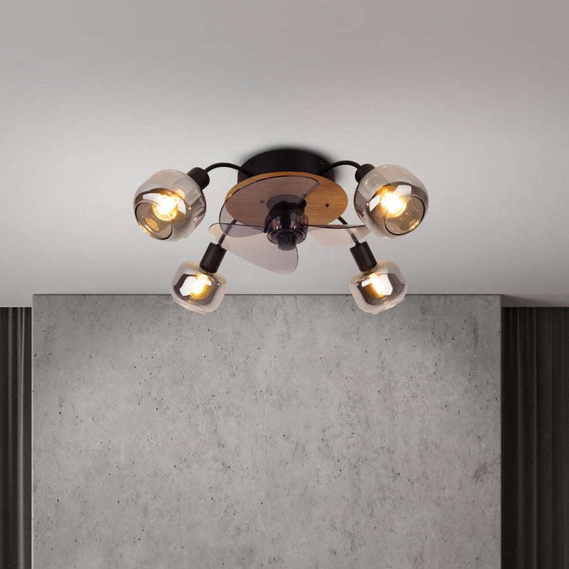 lampenwelt Deckenventilator Fumoso 4 E14 Rauchglas-Leuchten Tiefpreis