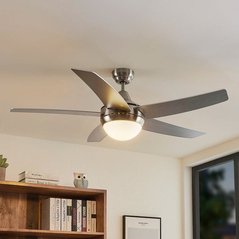 lampenwelt Lindby Deckenventilator mit Licht Auraya leise Stahl