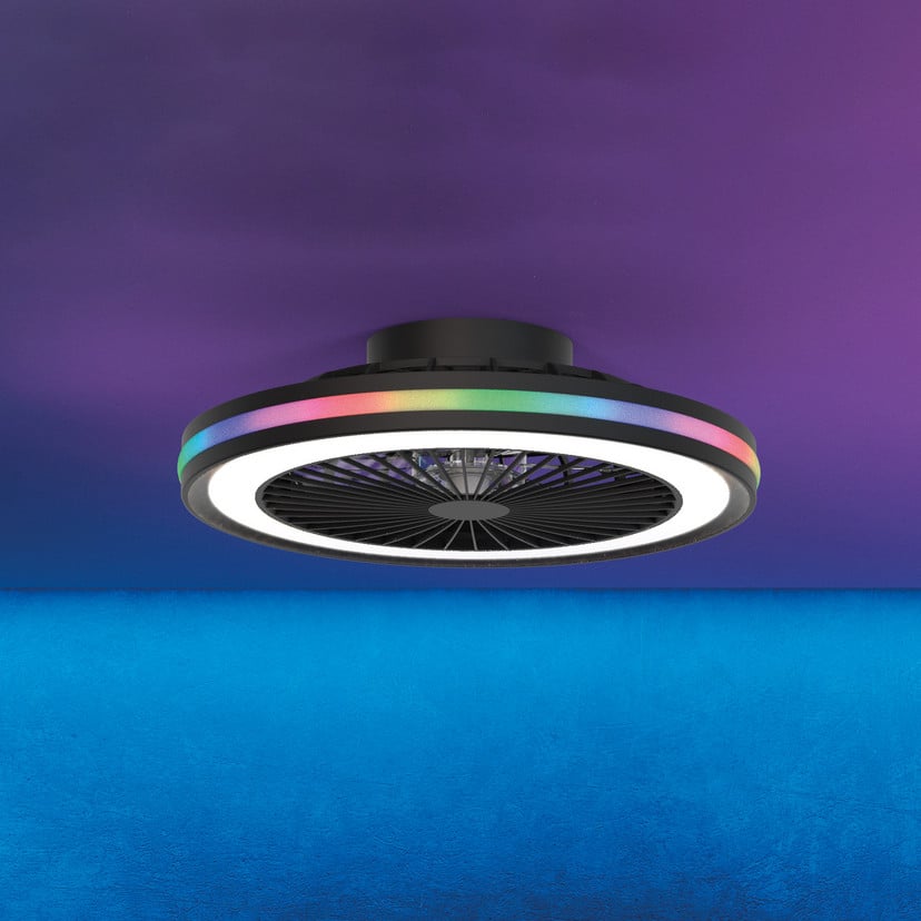 lampenwelt LED-Deckenventilator Gamer schwarz DC leise Ø 47 cm CCT RGB Bis zu 55% Rabatt