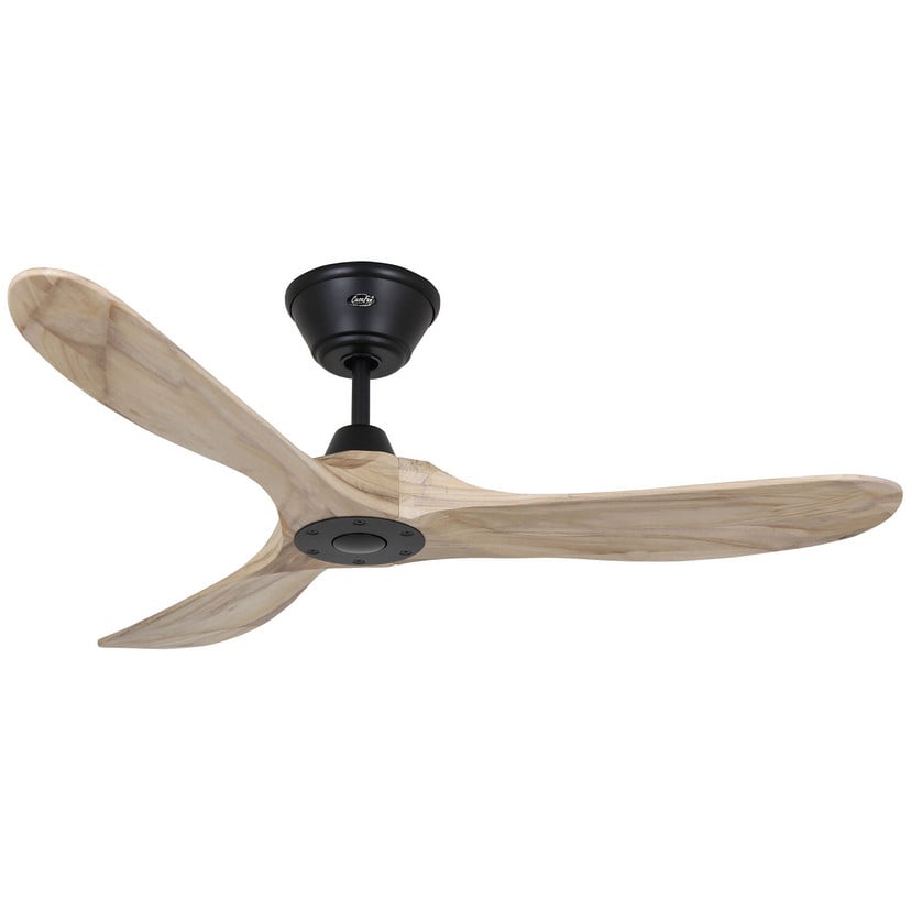 lampenwelt Deckenventilator Eco Genuino 122 schwarz/Holz hell