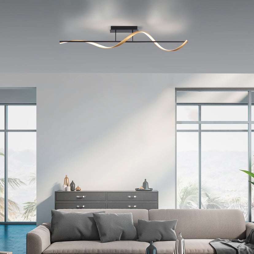 lampenwelt Paul Neuhaus Q-Swing Deckenlampe anthrazit/messing Vatertagsangebot