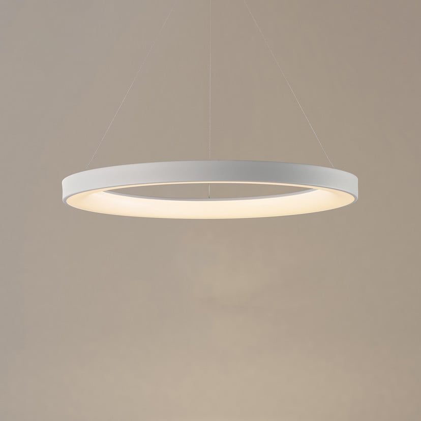 lampenwelt LED-Hängeleuchte Niseko II Fernbedienung Ø 50 cm weiß