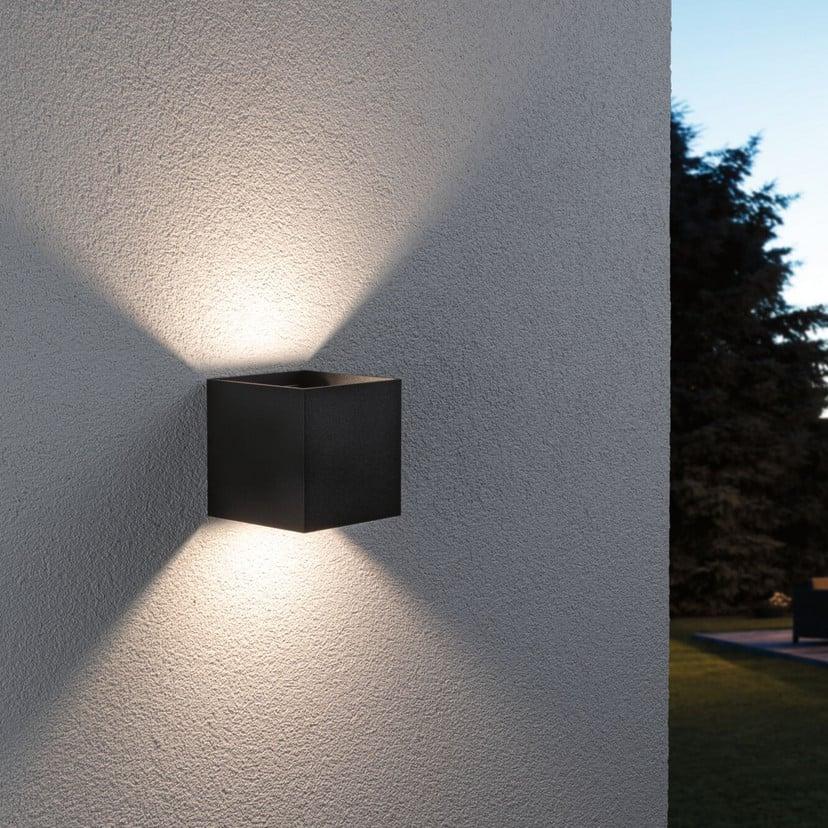 lampenwelt Paulmann Cybo LED-Außenwandleuchte RGBW 10x10cm anthrazit