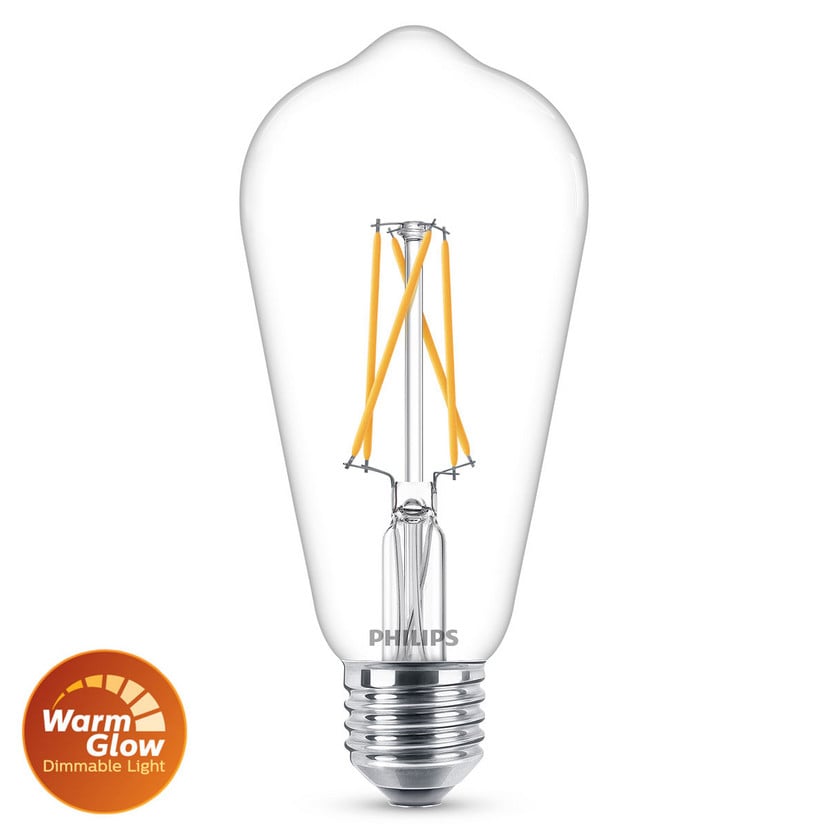 lampenwelt Philips Warmglow E27 LED-Lampe Rustika 5 9W klar Kostenloser Versand