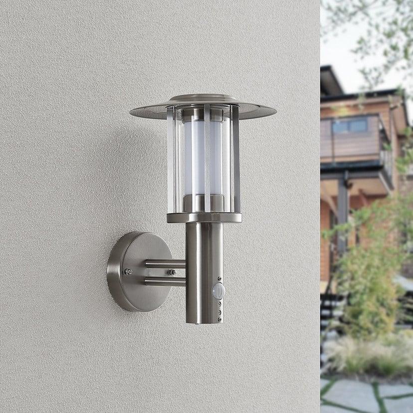 lampenwelt Lindby LED-Außenwandlampe Gregory Sensor edelstahl IP44 Räumungsverkauf