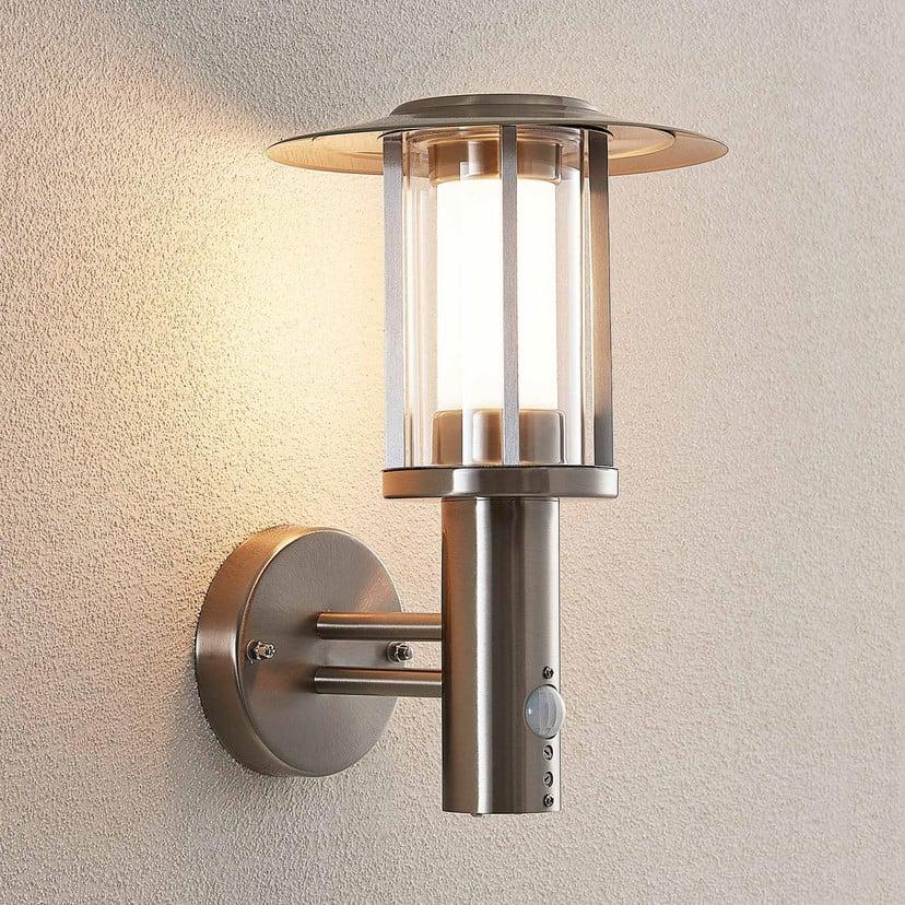 lampenwelt Lindby LED-Außenwandlampe Gregory Sensor edelstahl IP44 Räumungsverkauf