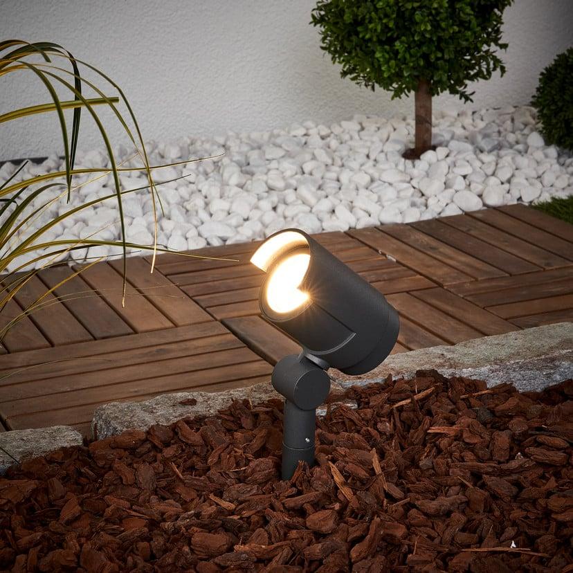 lampenwelt Lucande LED-Erdspießstrahler Beatrix anthrazit Alu 45 7cm Kostenlose Rückgabe