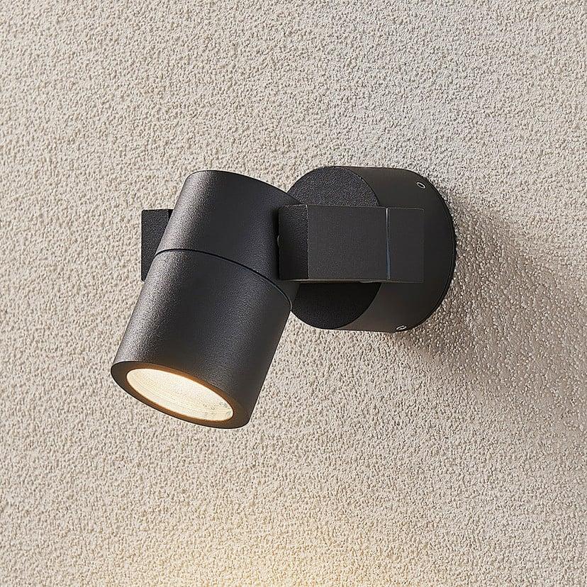 lampenwelt Lucande Außenwandstrahler Kavuna rund anthrazit IP54
