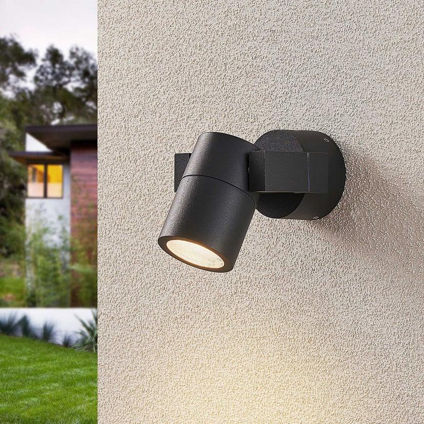lampenwelt Lucande Außenwandstrahler Kavuna rund anthrazit IP54 Letzte 2 Tage