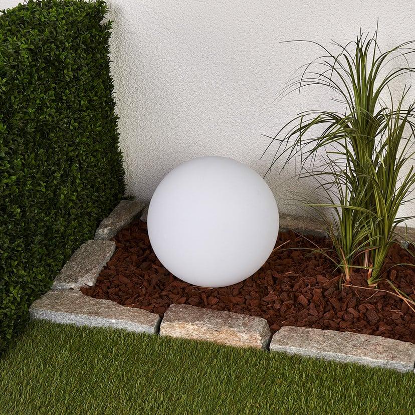 lampenwelt Lindby LED-Solarlampe Lago Ø 30 cm Kugel Erdspieß weiß Super Rabatt