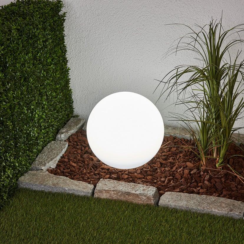 lampenwelt Lindby LED-Solarlampe Lago Ø 30 cm Kugel Erdspieß weiß Super Rabatt
