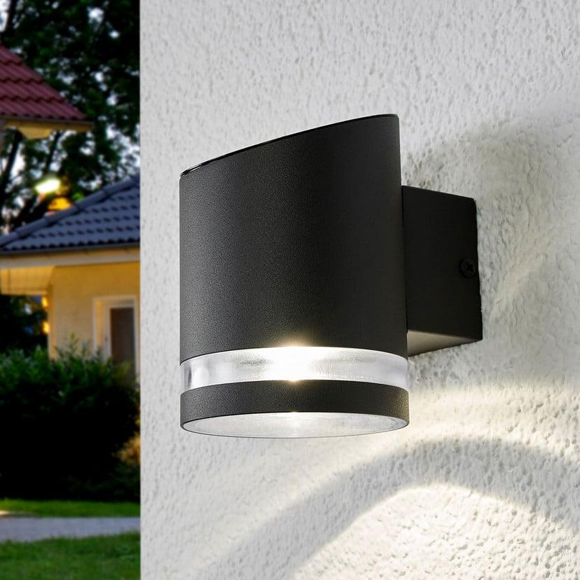 lampenwelt Lindby LED-Solar-Außenwandleuchte Melinda 9 cm Edelstahl