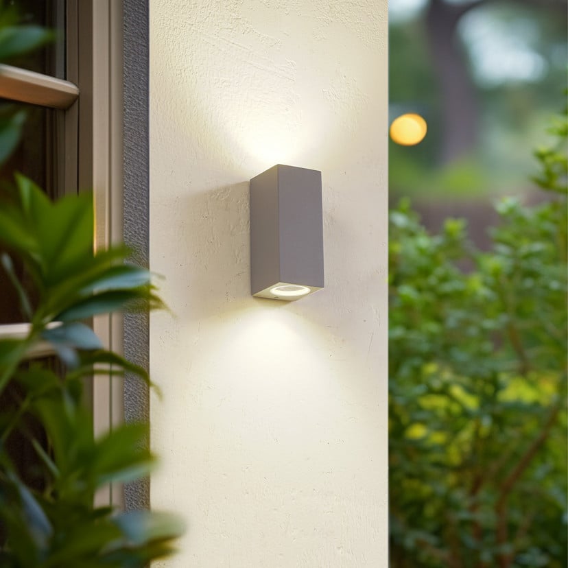 lampenwelt Lucande Außenwandleuchte Xava up/down grau 2-flg. GU10 Outlet