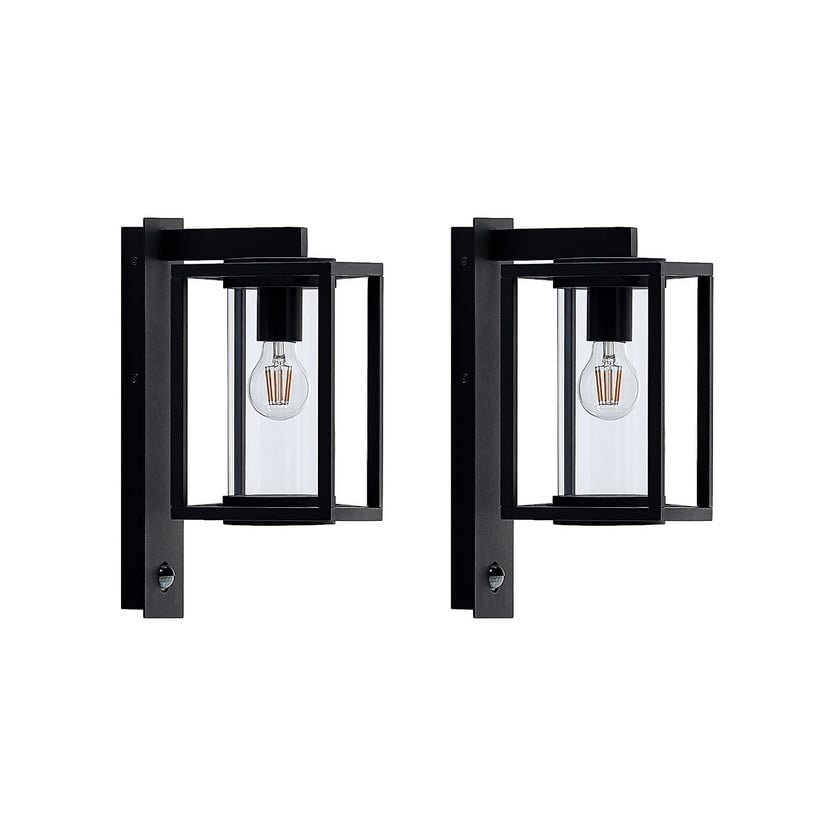 lampenwelt Lucande Außenwandlampe Ferda 2er-Set hängend Sensor E27