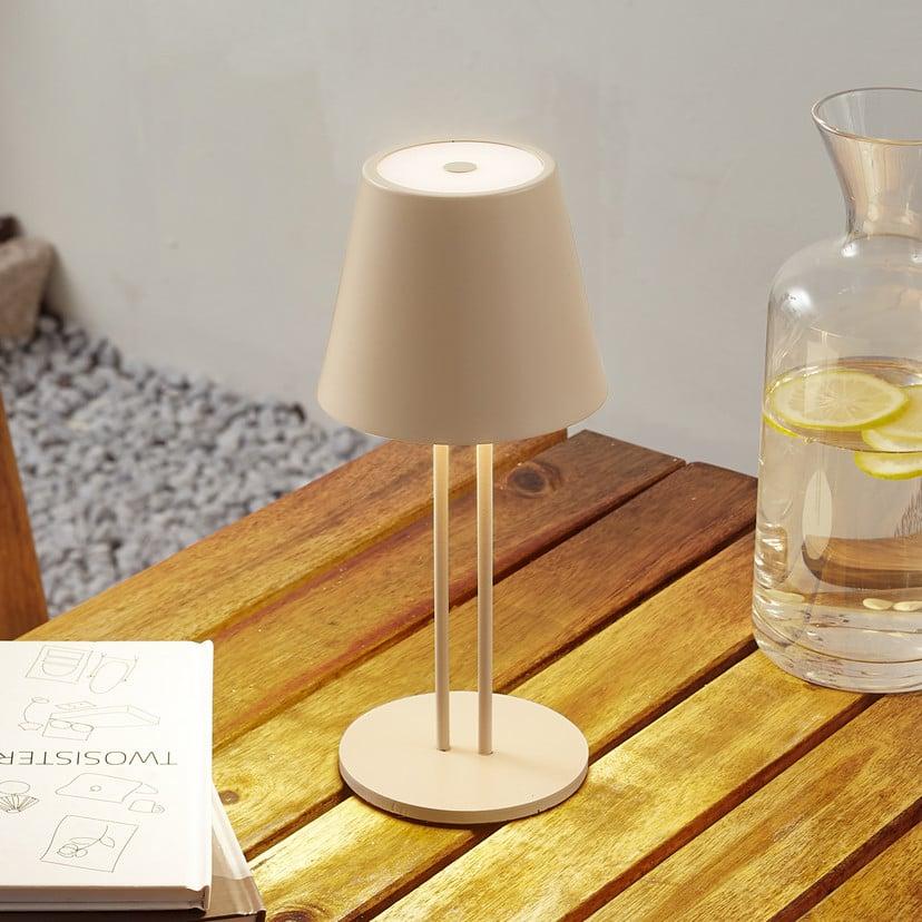 lampenwelt Lindby LED-Akkutischleuchte Janea TWIN beige Metall