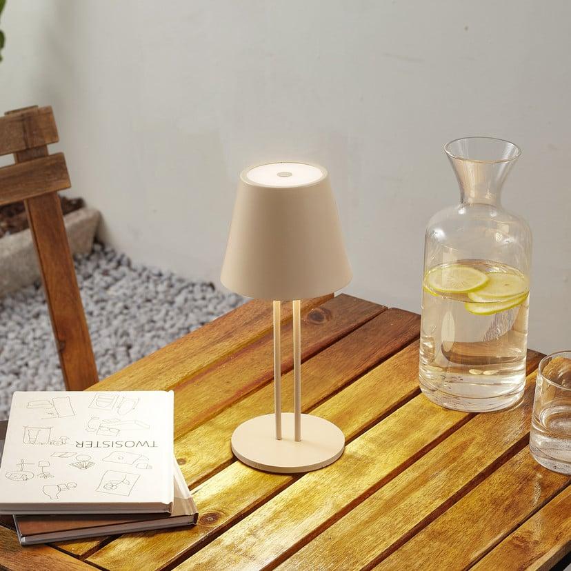 lampenwelt Lindby LED-Akkutischleuchte Janea TWIN beige Metall Fabrikverkauf