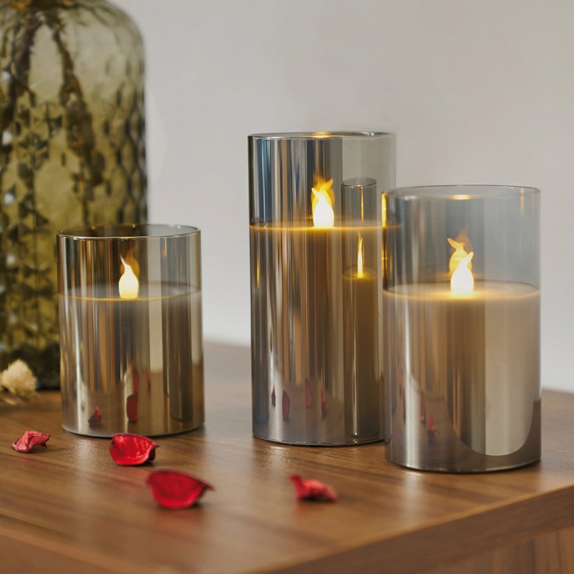 lampenwelt Pauleen Classy Smokey Candle LED-Kerze 3er Set