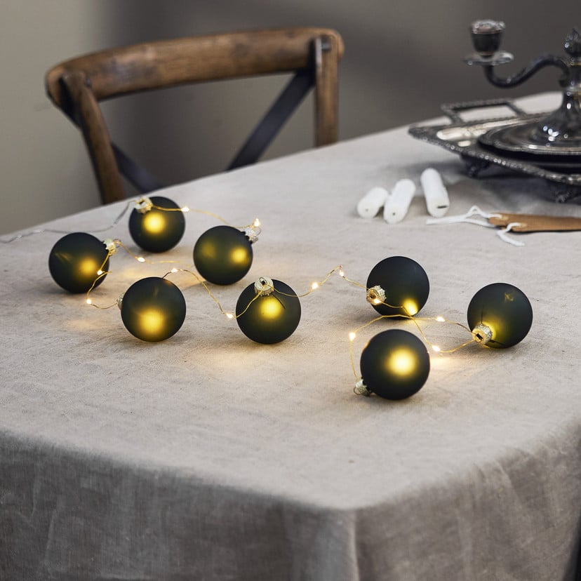 lampenwelt LED-Lichterkette Bliss dunkelgrün Glas 8-flammig Batterie Jubiläumsangebot
