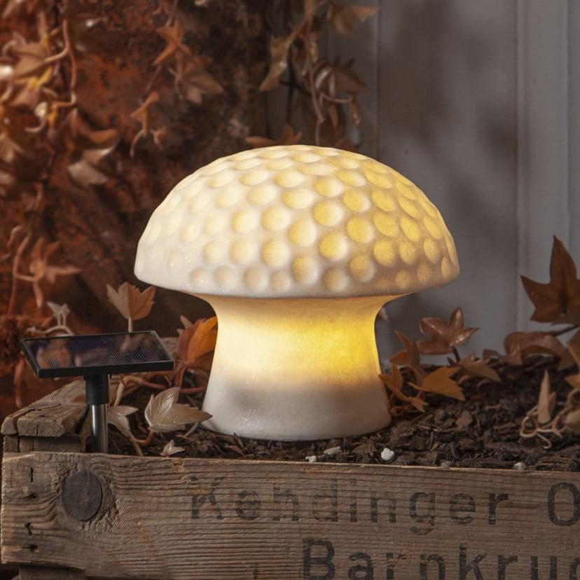 lampenwelt LED-Solarleuchte Sandy 16 cm weiß Kunststoff Pilzform Kauf eins, bekomm eins gratis