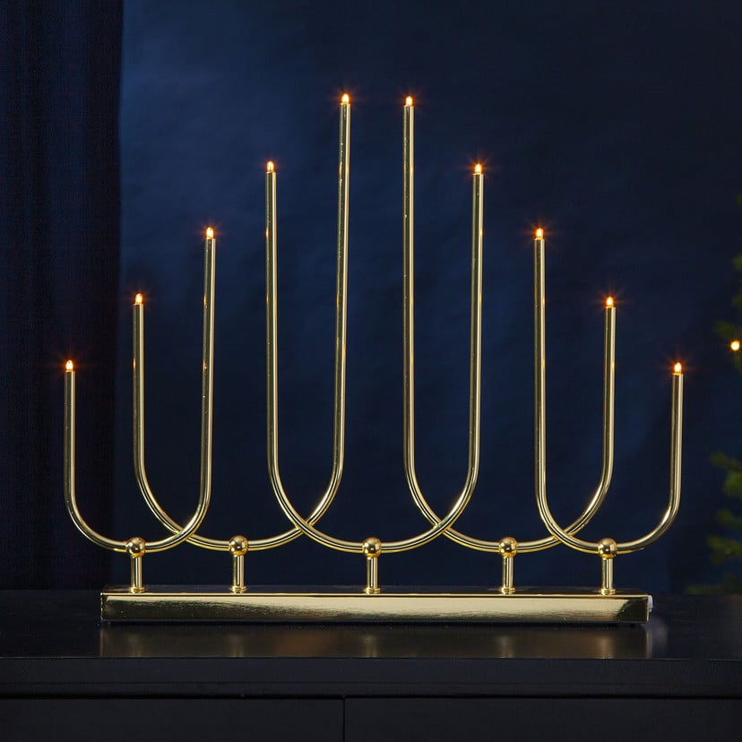 lampenwelt LED-Kerzenleuchter Novum 10-flammig messing Sonderangebote