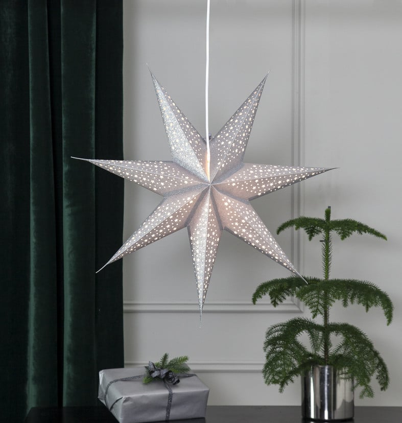 lampenwelt Papierstern Blinka ohne Beleuchtung Ø 60 cm silber Wochenangebot