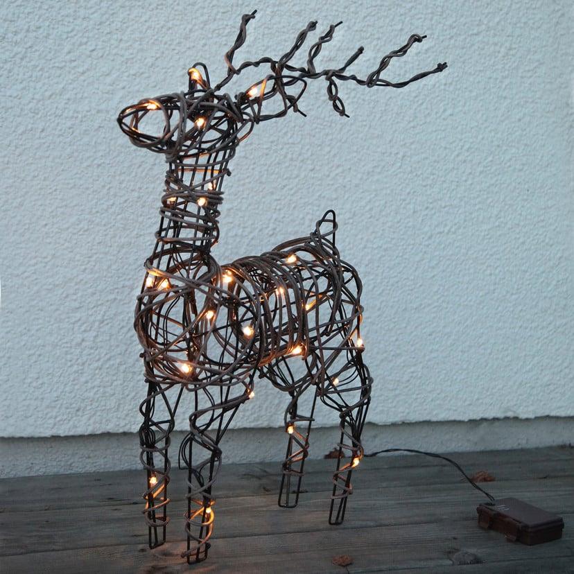 lampenwelt Braune Rattanoptik - LED-Außendeko Deer Batterie Bis zu 50% Rabatt