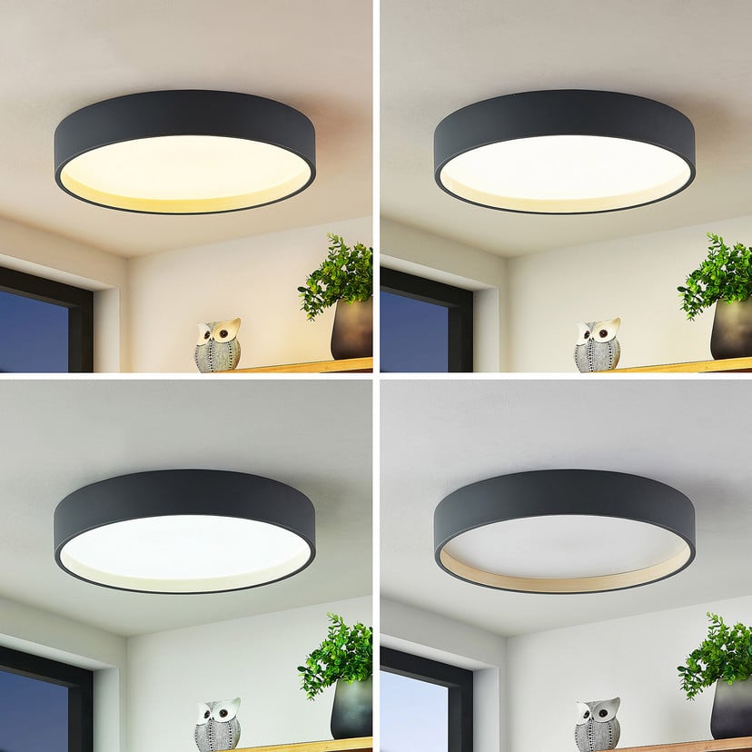 lampenwelt Lindby LED-Deckenleuchte Todor 50 cm anthrazit CCT Holz Discount Store für neue Produkte