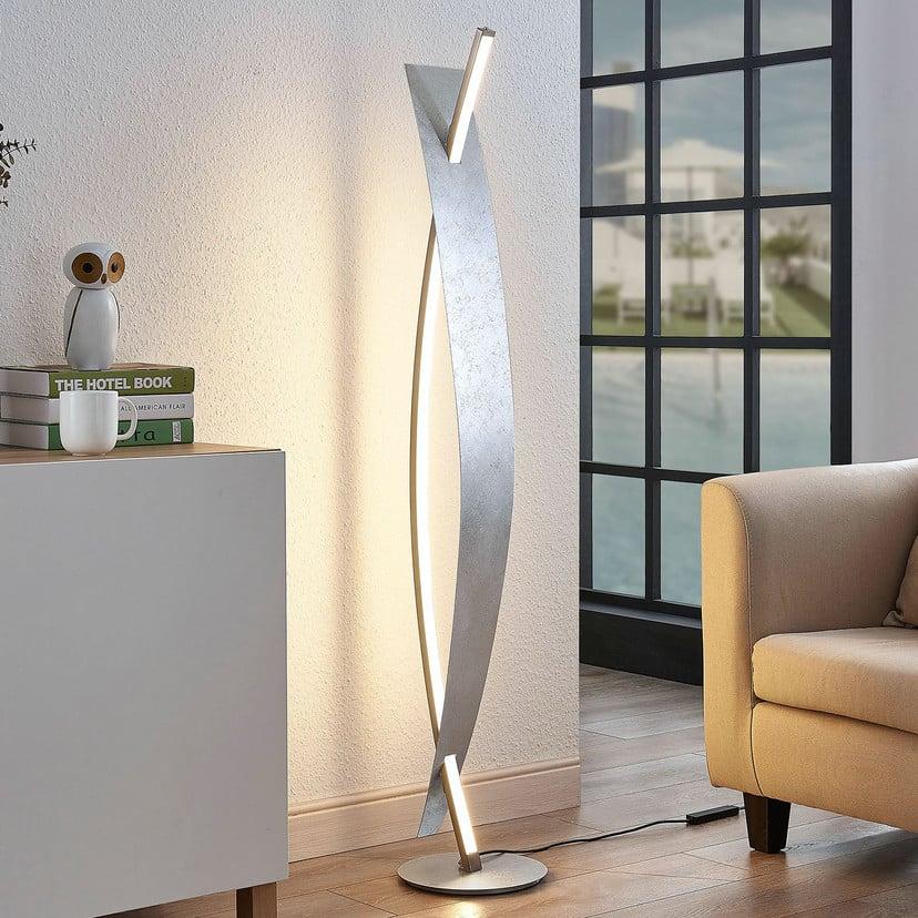 lampenwelt Lucande LED-Stehleuchte Marija silber dimmbar 140 cm Super Rabatt