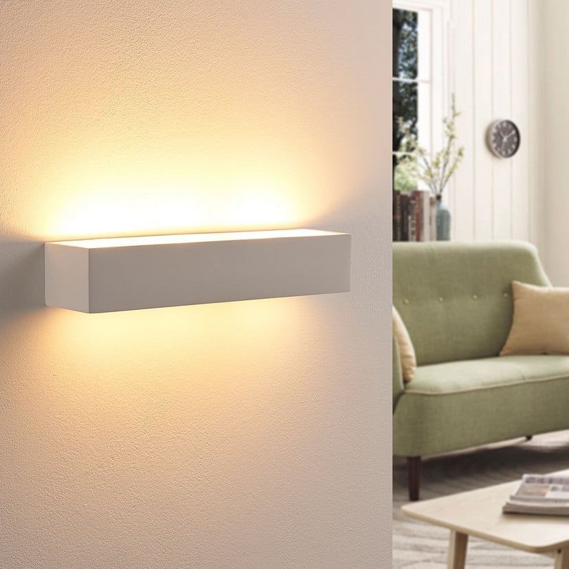 lampenwelt Wandleuchte Arya up/down weiß Gips G9 2-flg. bemalbar