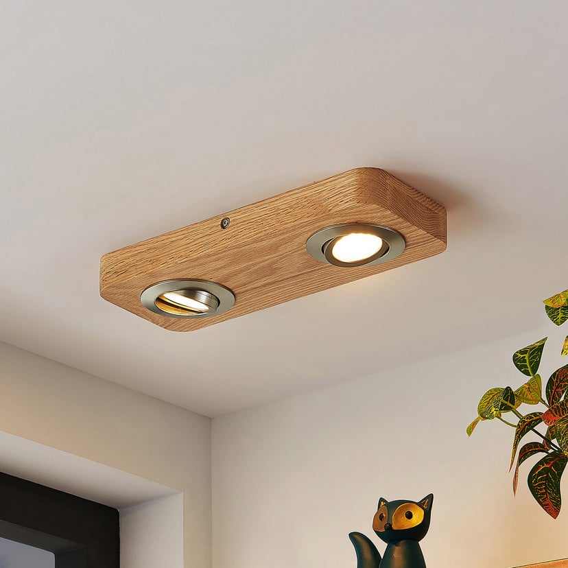 lampenwelt Lindby LED-Deckenleuchte Mikari 30 cm Holz schwenkbar Kostenloser Versand international