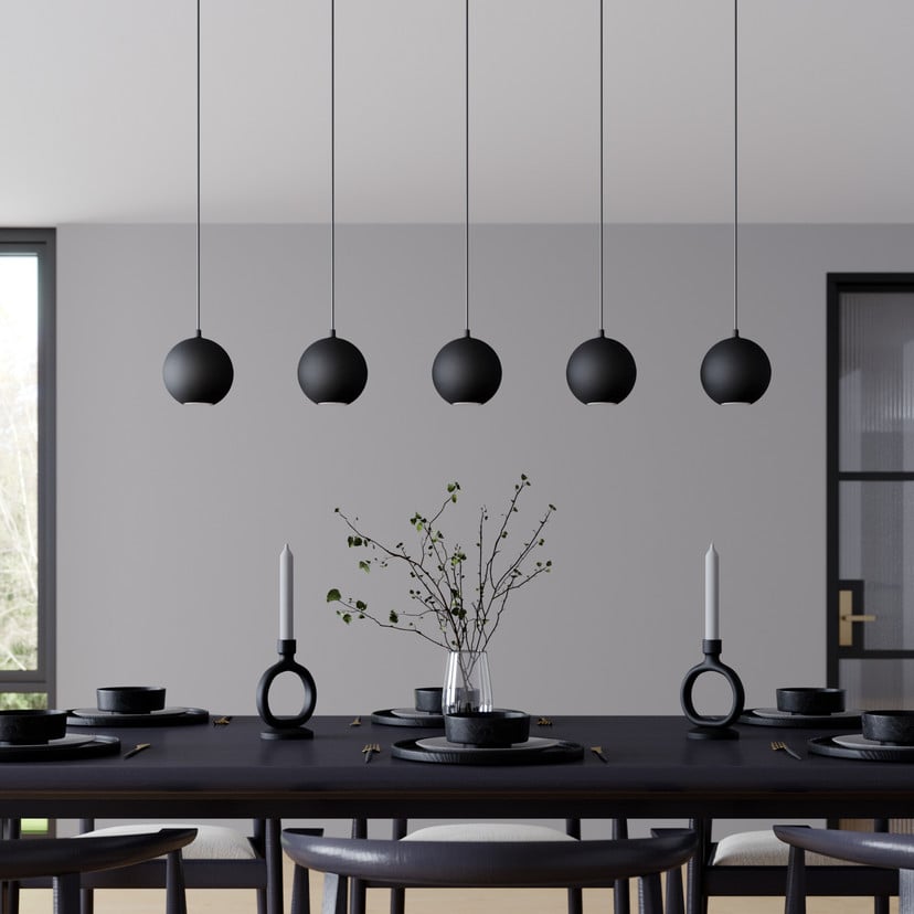 lampenwelt Pendelleuchte Midnight ganz in Schwarz 5-flammig Fabrikladen