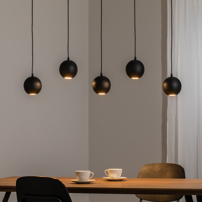 lampenwelt Pendelleuchte Midnight ganz in Schwarz 5-flammig Fabrikladen