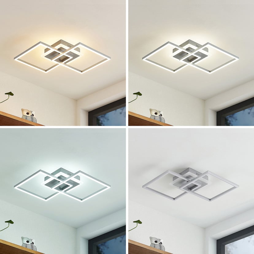 lampenwelt Lindby LED-Deckenlampe Fjardo eckig silber CCT Remote Speichern exportieren
