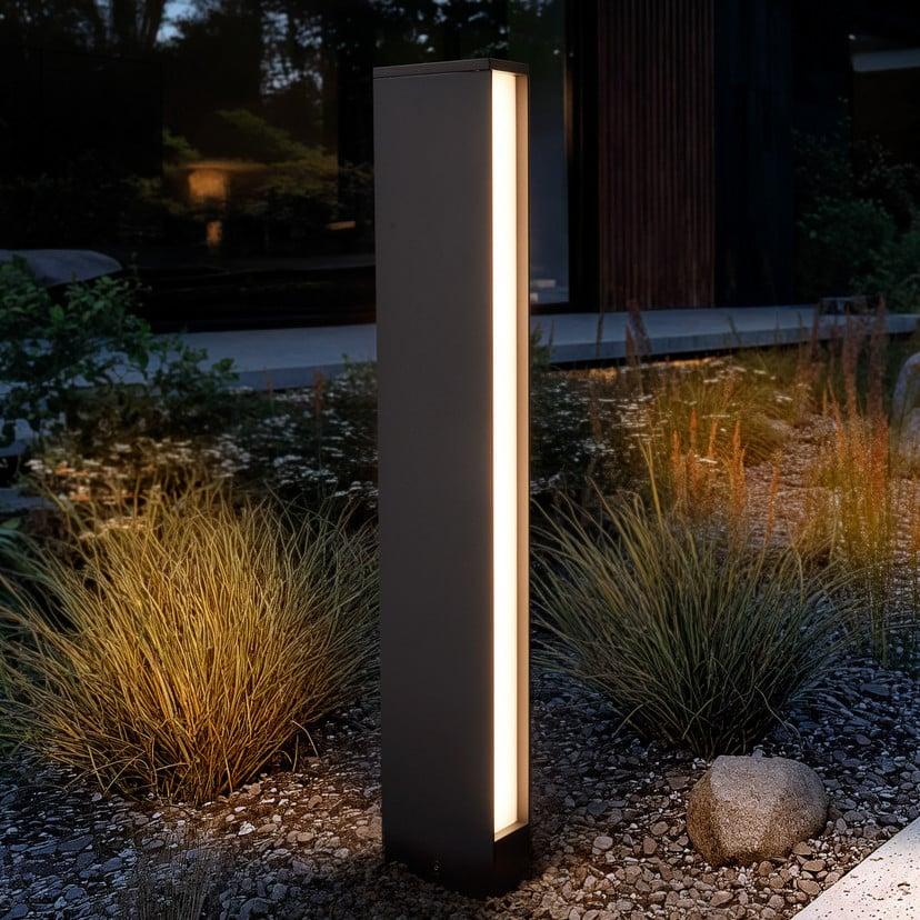 lampenwelt Lucande LED-Wegeleuchte Lirka 2-flammig grau Metall 60cm