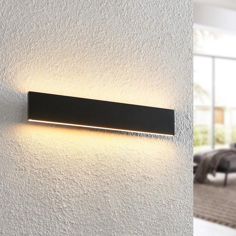 lampenwelt Lindby LED-Wandlampe Ignazia 47cm schwarz Metall up/down