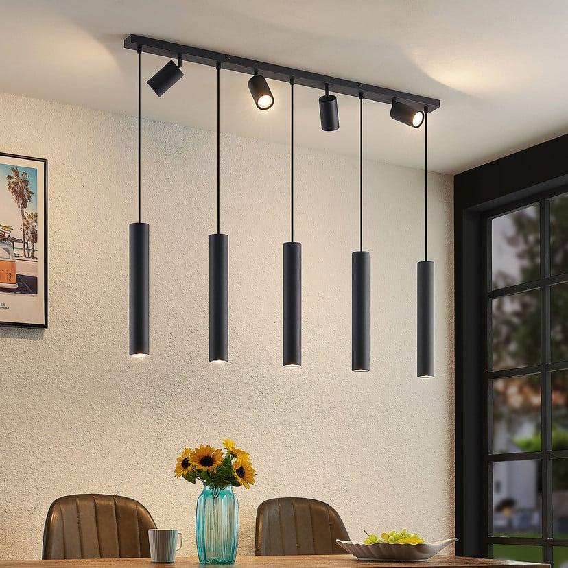 lampenwelt Lindby Hängeleuchte Sanad 116 cm 9-flg. schwarz GU10 Rabatte dieses Monats