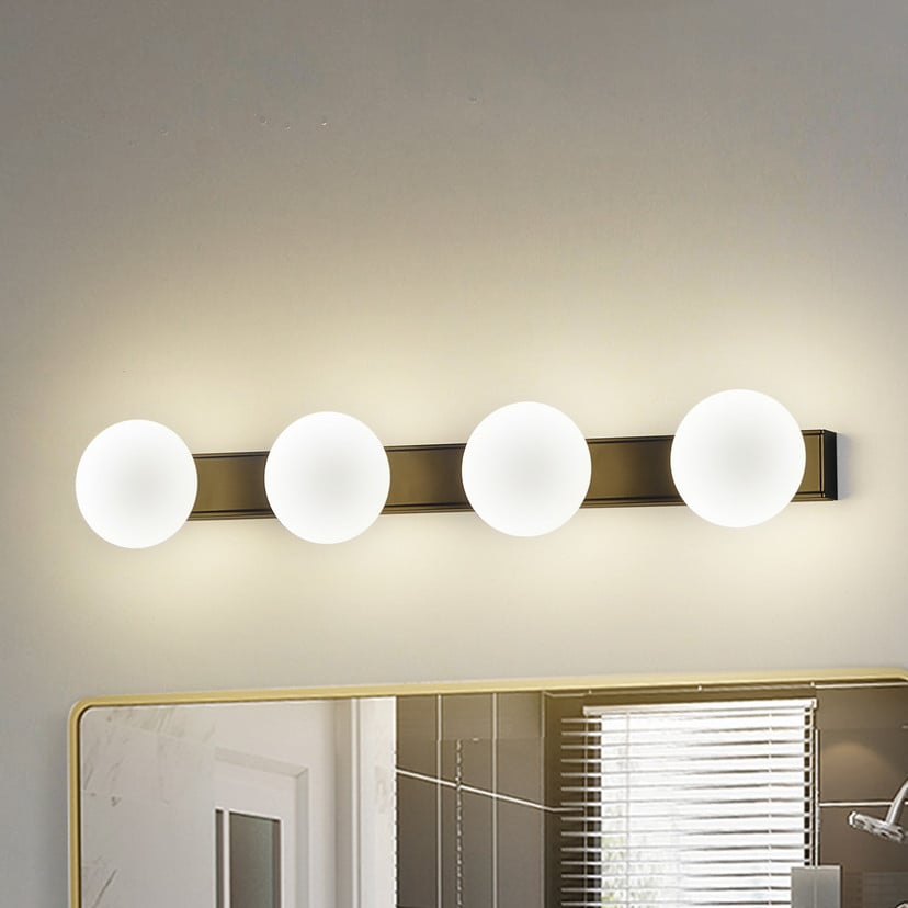 lampenwelt Lucande LED-Bad-Wandlampe Myrra schwarz Glas 60 cm IP44