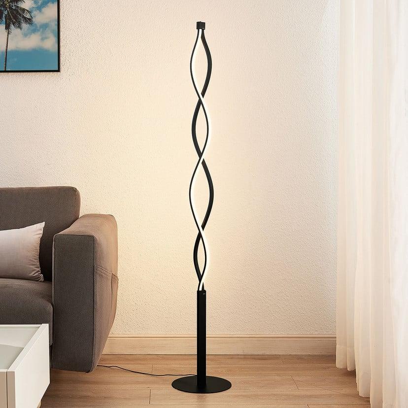 lampenwelt Lindby LED-Stehleuchte Welina schwarz 150 cm dimmbar