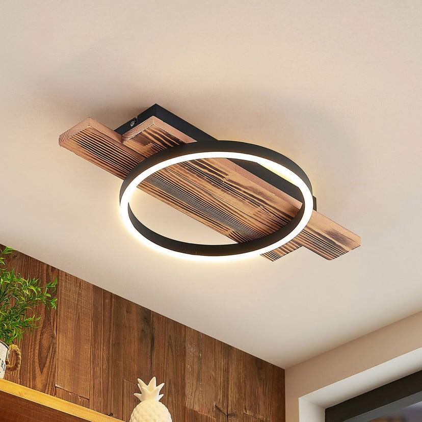 lampenwelt Lindby LED-Deckenleuchte Sentoa Holz 52 8 cm lang 3.000 K Blitzverkäufe