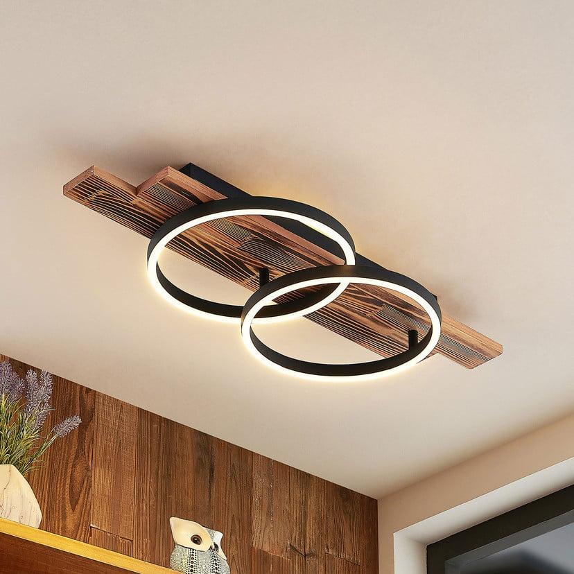 lampenwelt Lindby LED-Deckenleuchte Sentoa Holz 75 cm lang 3.000 K Rabatt