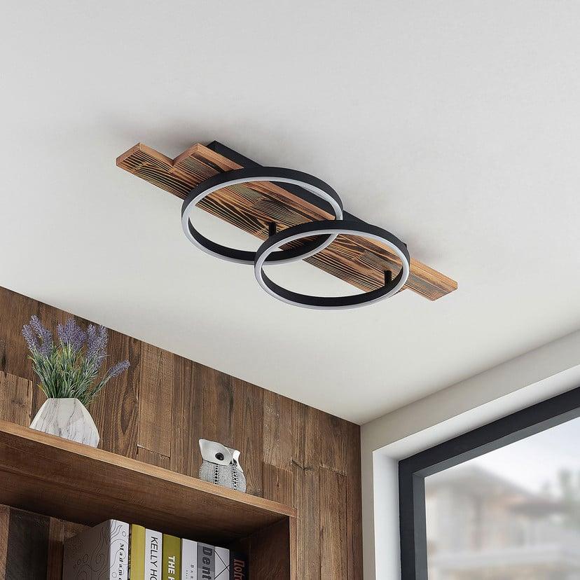 lampenwelt Lindby LED-Deckenleuchte Sentoa Holz 75 cm lang 3.000 K Rabatt