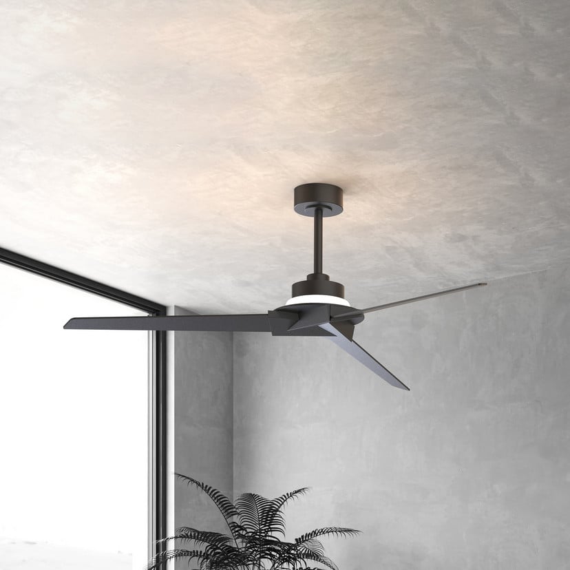 lampenwelt LED-Deckenventilator Brisa schwarz/holz DC leise 175 cm CCT