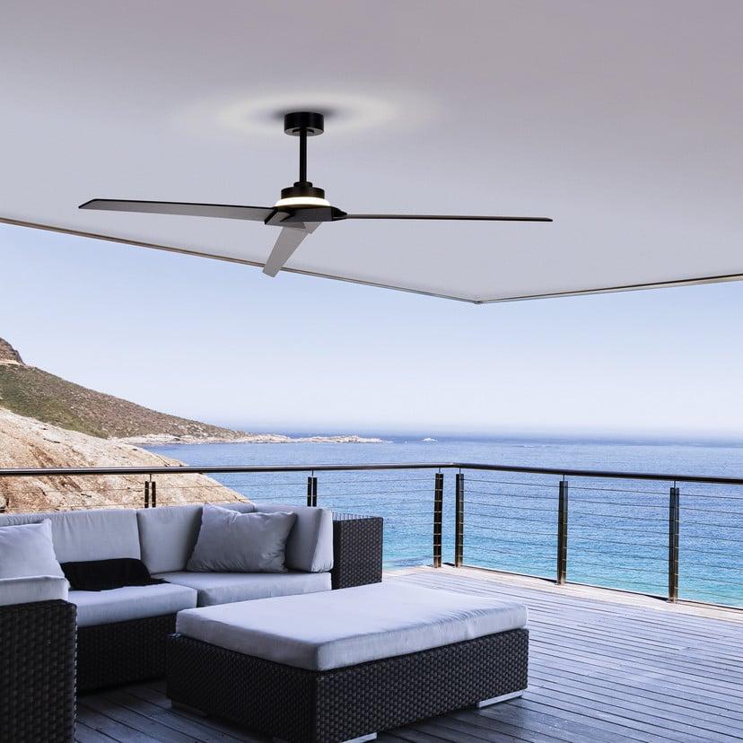 lampenwelt LED-Deckenventilator Brisa schwarz/holz DC leise 175 cm CCT Weihnachtsangebot