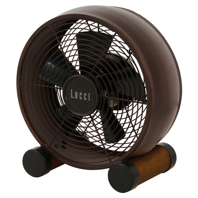 lampenwelt Beacon Tischventilator Breeze bronze/walnuss Ø 20 cm leise