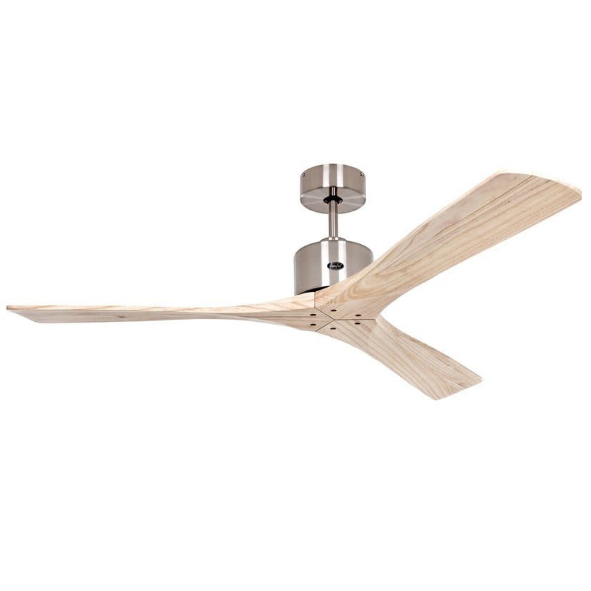 lampenwelt Deckenventilator Macau chrom Naturholz hell