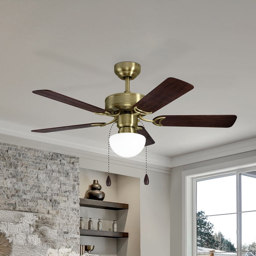 lampenwelt Deckenventilator Cadiz E27 Zugschalter altmessing Saisonale Angebote